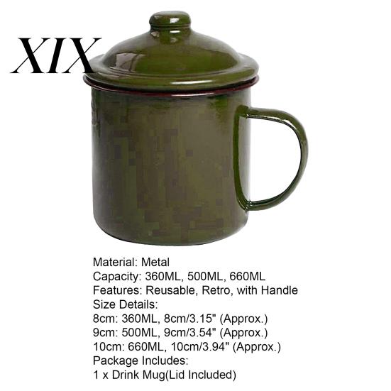 Bottle 360/500/660ML Milk Cup Anti-rust Healthy Eco-friendly Retro Dining Water Mug with Lid Household Supplies