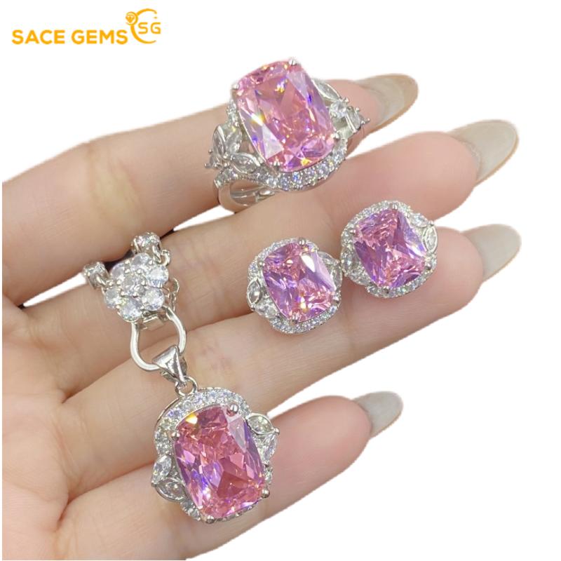 Sace Gems Классические кольца из медного сплава с цирконием, серьги, кулон, ожерелье, комплекты ювелирных изделий, подарки для свадебной вечеринки