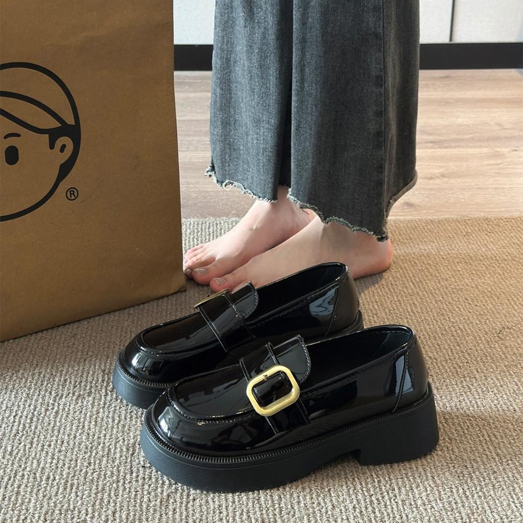 [Uncle Shoe] Black Autumn 2025 Soft Sole New Loafers Jk British Style Small Leather Shoes Women's Skirt Commuter