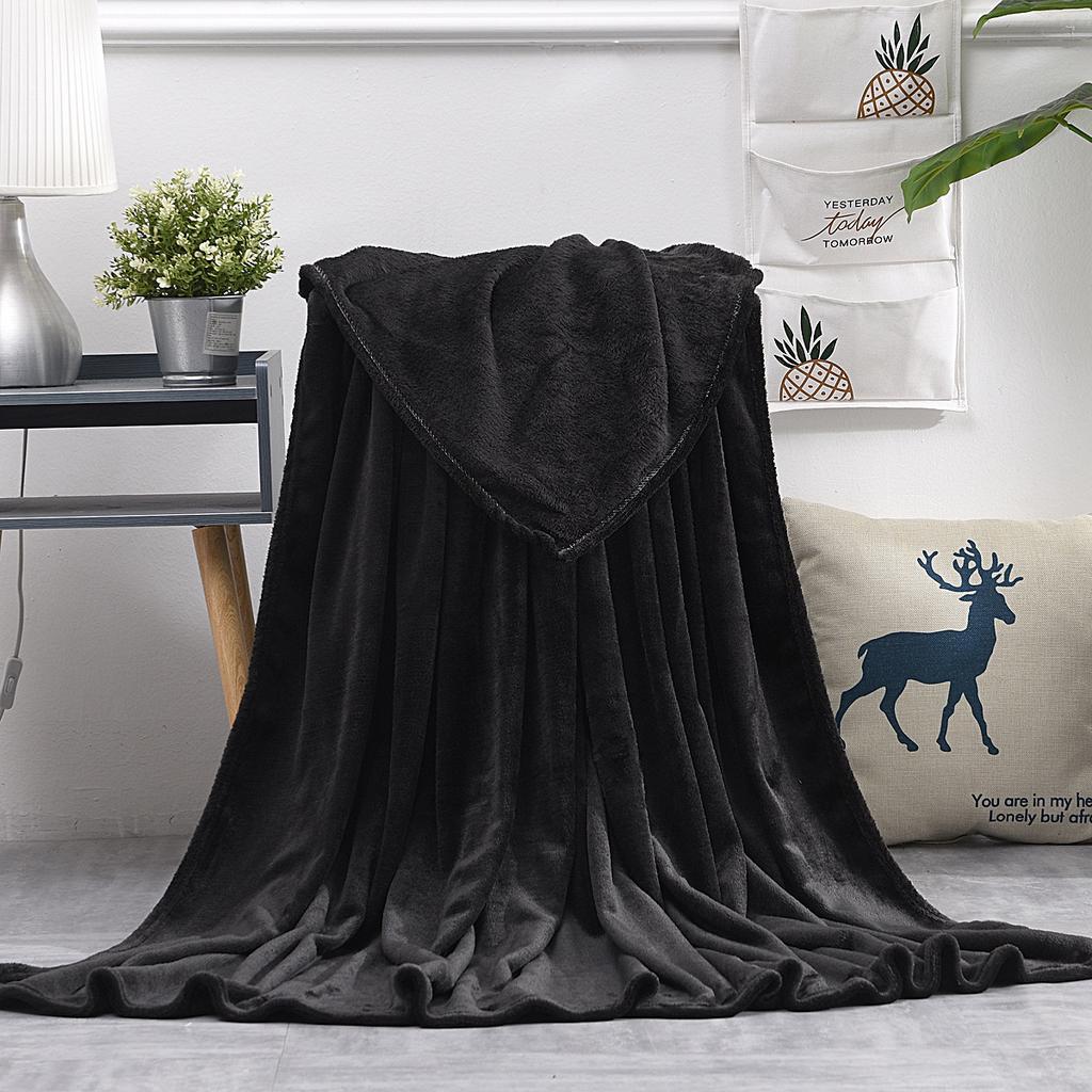 Soft Warm Grey Coral Fleece Blanket for Sofa Bed Office Camping and Pets Cozy Nap Throw