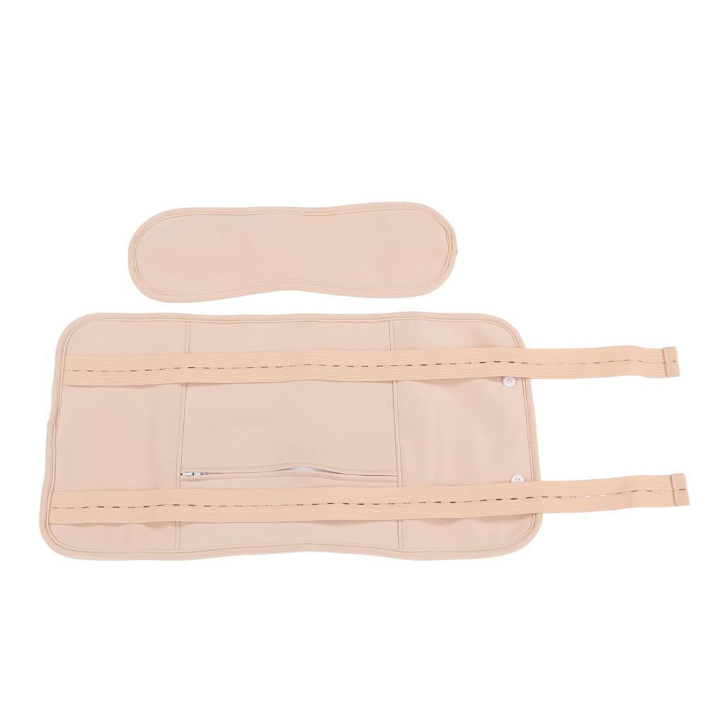Castor Oil Pack Adjust Strap Double Layers Reusable Washable Castor Oil Wrap for Waist Neck Khaki