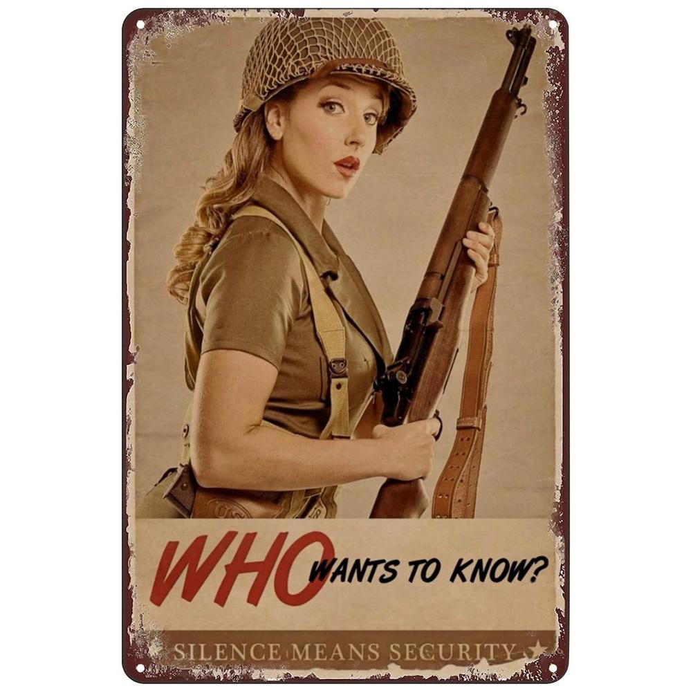 Военные пинап-девушки Металлические жестяные таблички Винтажная табличка Ретро настенный художественный плакат для дома Кафе Баров Пабов Жестяная картина Декорация