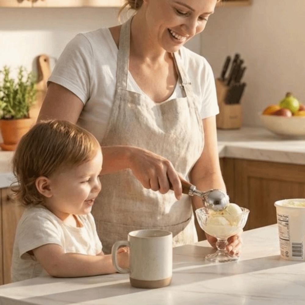 Stainless Steel Ice Cream Ball Scoop Wood Handle Rust-proof Fruit Scoop Labor-saving Durable Ice Cream Spade Restaurant