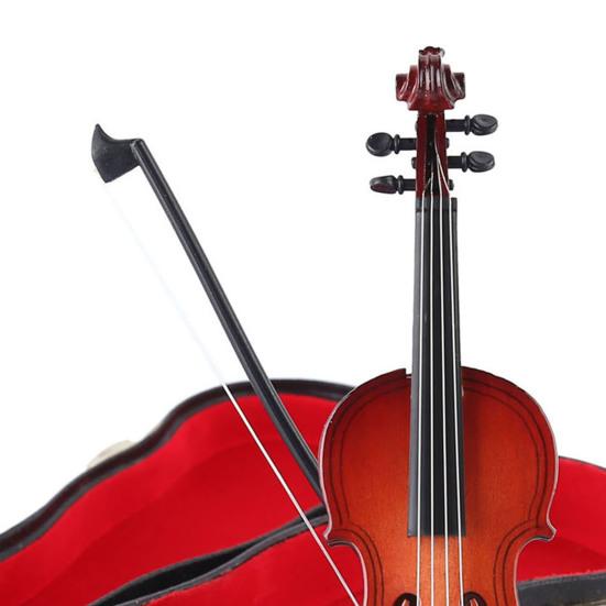 Миниатюрная фигурка скрипки Реалистичное деревянное мини-украшение скрипки Модель музыкального инструмента Аксессуар для кукольного домика для домашнего декора Подарок для любителей скрипки