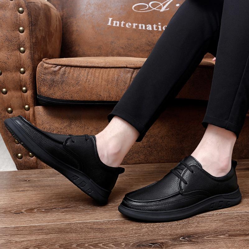 Genuine Leather Shoes Men Cow Leather Mens Casual Shoes Black Brown Plus Size Wedding Party Dress Shoes