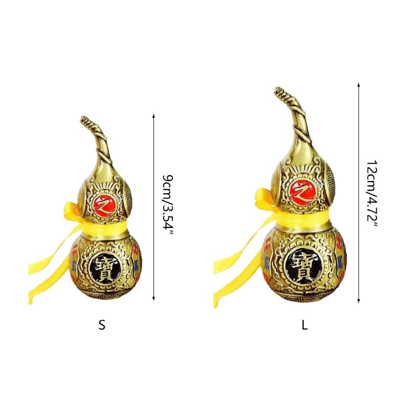 Metal Gourd Sculpture Chinese Fengshuis Figurine Luck Statue for Bedroom Home Livings Room Church Office Decorations