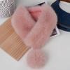 Thickened Winter Scarf Solid Color Faux Fox Fur Collar Neck Warmer Scarf  Cold Weather Accessories