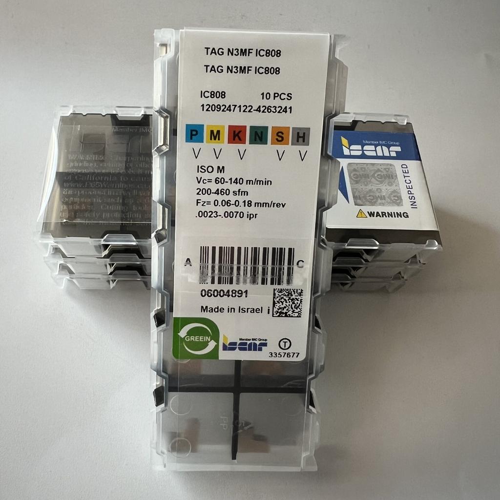 ISCAR / TAGN3MF IC808 / Industrial indexable carbide inserts 10 Pcs