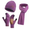 Couple Style Warm Wool Hat Knitted Plus Velvet Thickened Adult Hat Scarf Gloves Three-piece Set