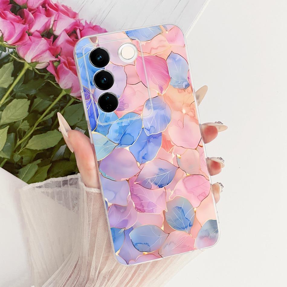 For Vivo V27 V27Pro Cute Flower Butterfly Cat Painted Case For Vivo V 27 V27 Pro V2230 V2231 Soft Silicone TPU Phone Cases