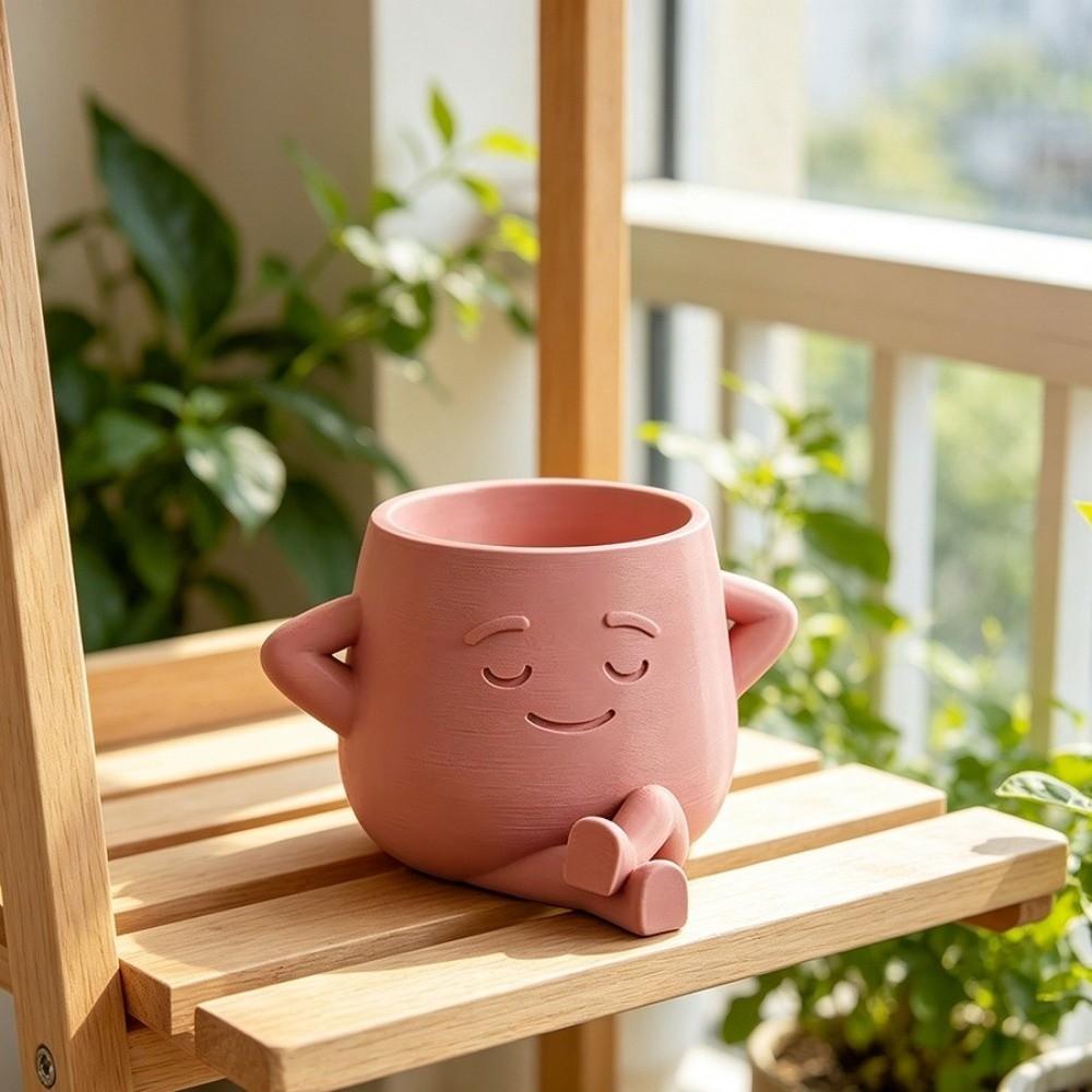 Stylish Design Plant Pot 3D Printed Flowerpot Gardening Gift Head Planter Garden Display