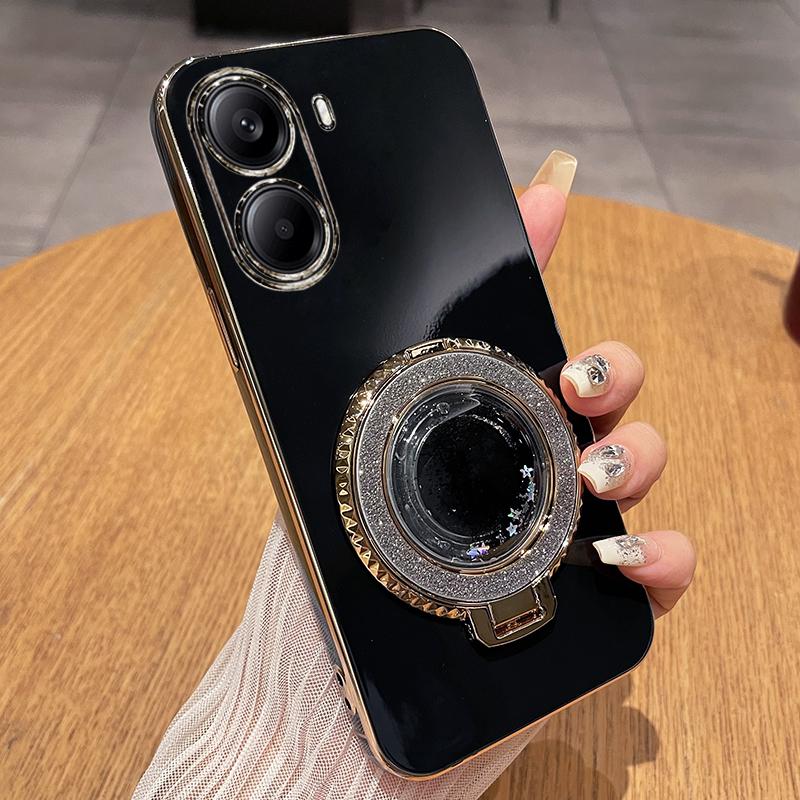 For Xiaomi POCO X7 Pro X 7 POCOX7Pro Plating Silicone Case for Redmi Note 14pro Plus 14C Turbo 4 Shockproof Quicksand Stand Holder Cover