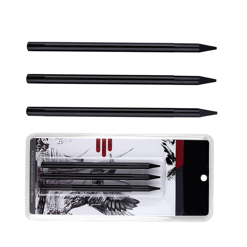 Набор профессиональных угольных карандашей для рисования, 3 шт. Мягкие, средние и твердые угольные карандаши для Sketchi