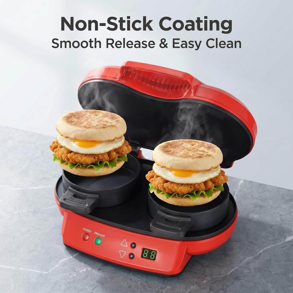 Dual Head Burger Maker Double Sided Heating Breakfast Sandwich Maker