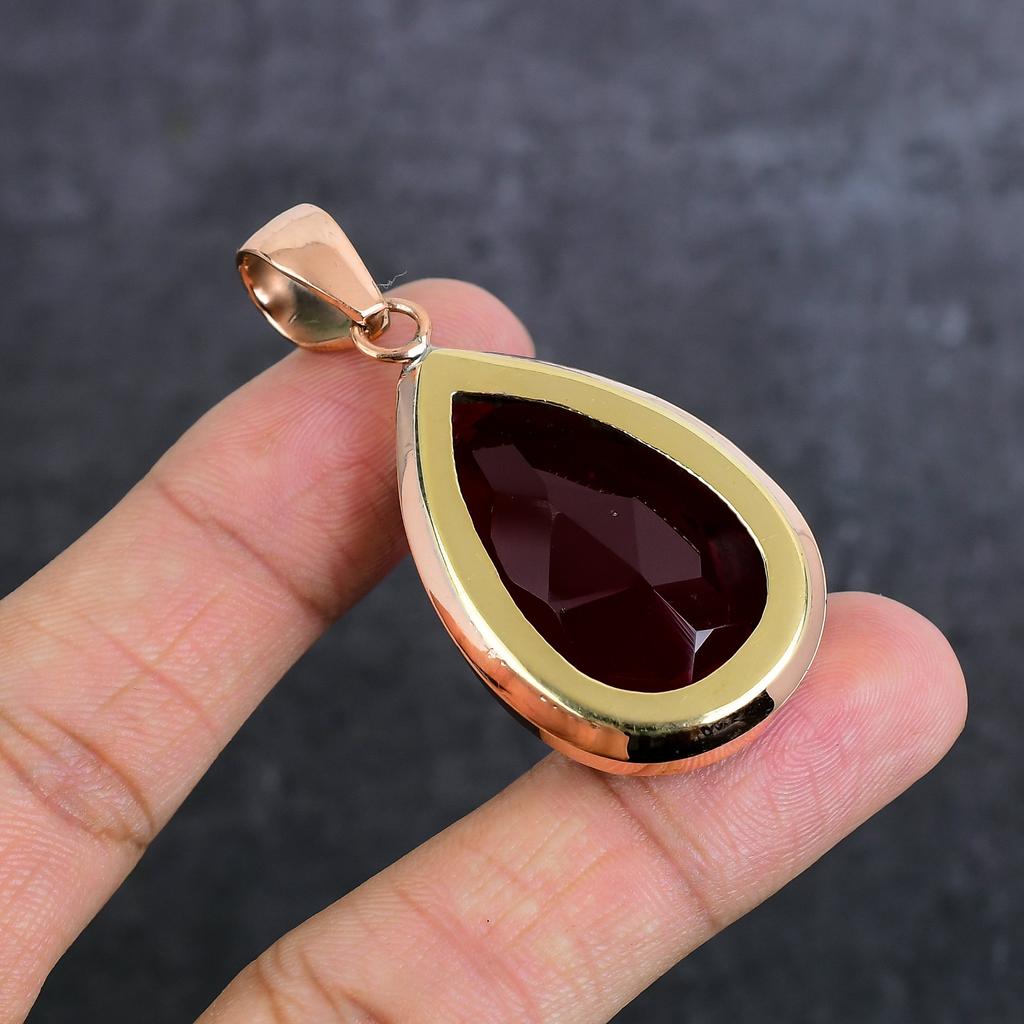 Подвеска из меди с драгоценным камнем мозамбикский гранат 2,21 дюйма b1u01