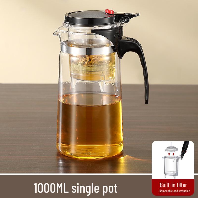 Элегантный стеклянный чайник с съемным, моющимся, термостойким фильтром и подарочной чашкой - Возможность нанесения индивидуального логотипа