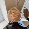 Круглая соломенная сумка через плечо, плетеная сумка ручной работы для женщин, летняя пляжная сумка, дорожная маленькая сумочка и кошелек в стиле бохо