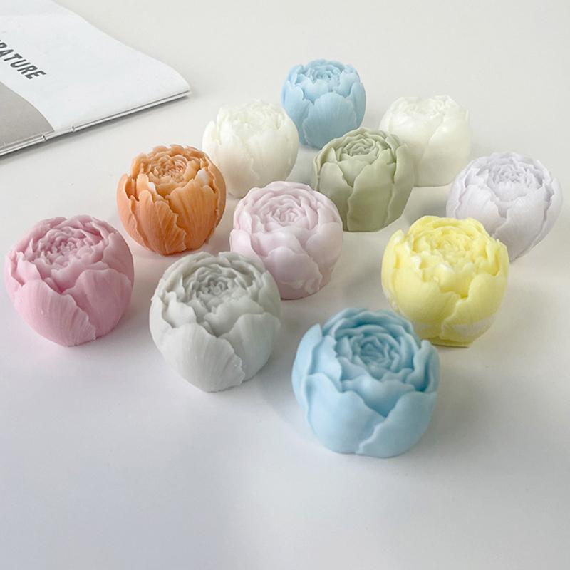 3D Roses Candle Silicone Mold Peony Flower Candle Mould Aromatherapy Gypsum Soap Resin Birthday Wedding Gifts Home Decor KTY