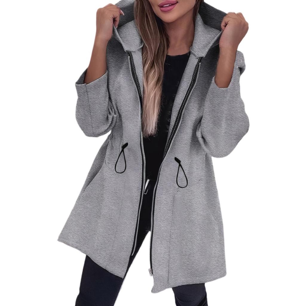 Women's Fashionable And Casual Autumn And Winter Hooded Zipper Jacket