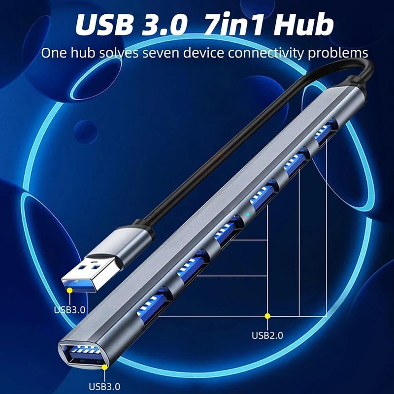 7IN1 USB HUB Type C 3 0 USB-A концентратор-разветвитель USB3.0/2.0 с USB-C 5 Гбит/с высокоскоростная передача данных для ПК ноутбука Macbook