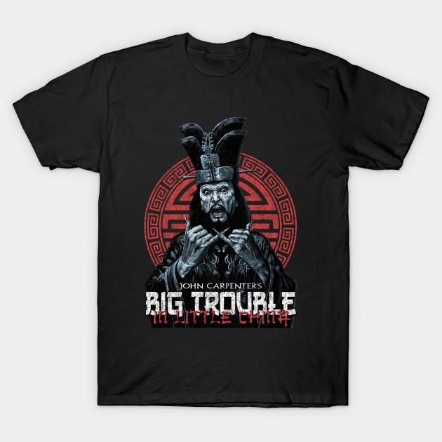 Men Black Print T-shirt Big Trouble In Little China - Distressed No-Cut Heat Transfer Print Cotton Tshirt
