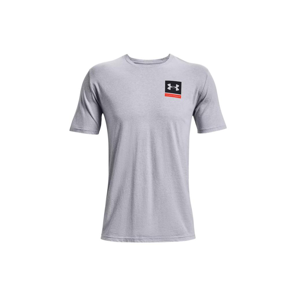 Under Armour Модная фотореалистичная тканая спинка с архитектурным логотипом, тренировочная футболка, мужские футболки, серые 1366463-011