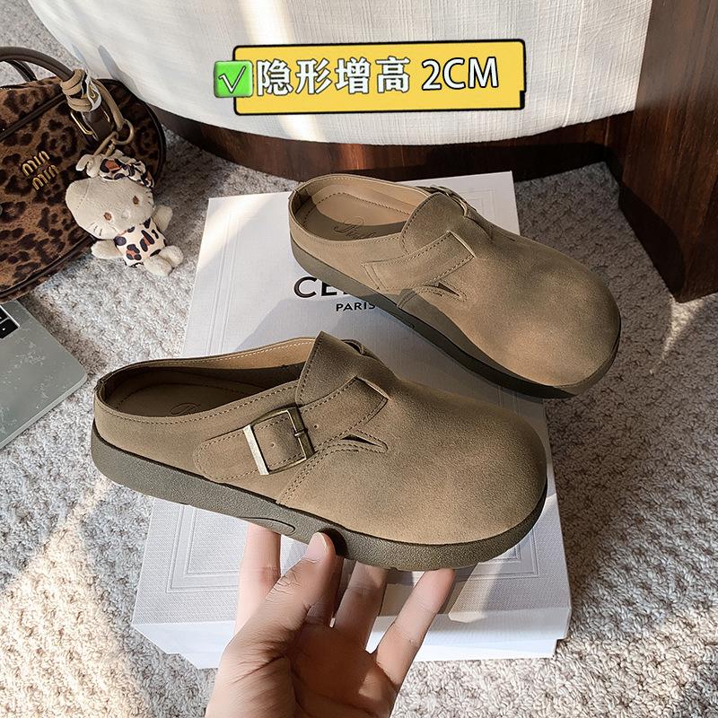 Кожаные туфли Boken женские весна 2025 года, новая верхняя одежда на платформе, сумка Boken, полуподнос, ленивые тапочки с одной педалью