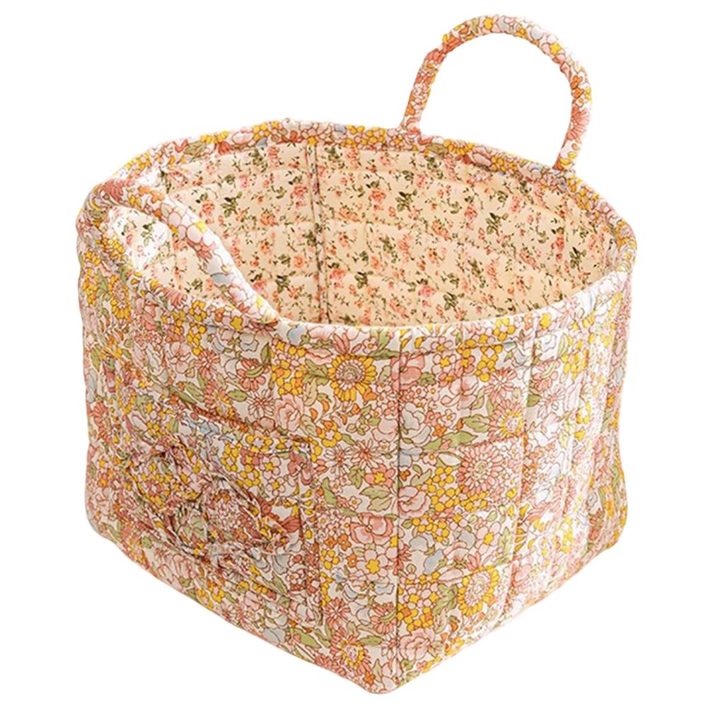 Boho Fabric Storage Basket Large Capacity Pastoral Style Baskets Quilted Laundry Hampers for Small Apartment Dormitory Closet