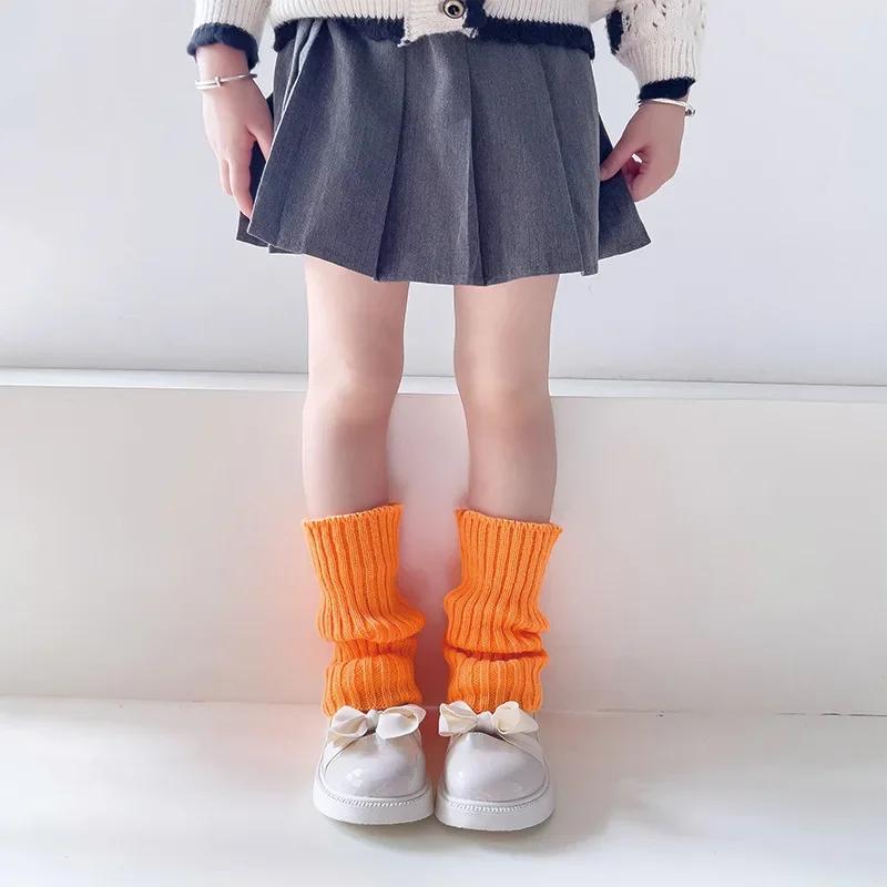 19 Стилей Конфетных Цветов Корейские Милые Детские Гетры Вязаные Чехлы для Ног Детские Девочки Однотонные Эластичные Гольфы-Трубы Осенне-Зимние