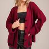 Женский модный повседневный кардиган контрастного цвета, вязаный, с V-образным вырезом, куртка с длинными рукавами