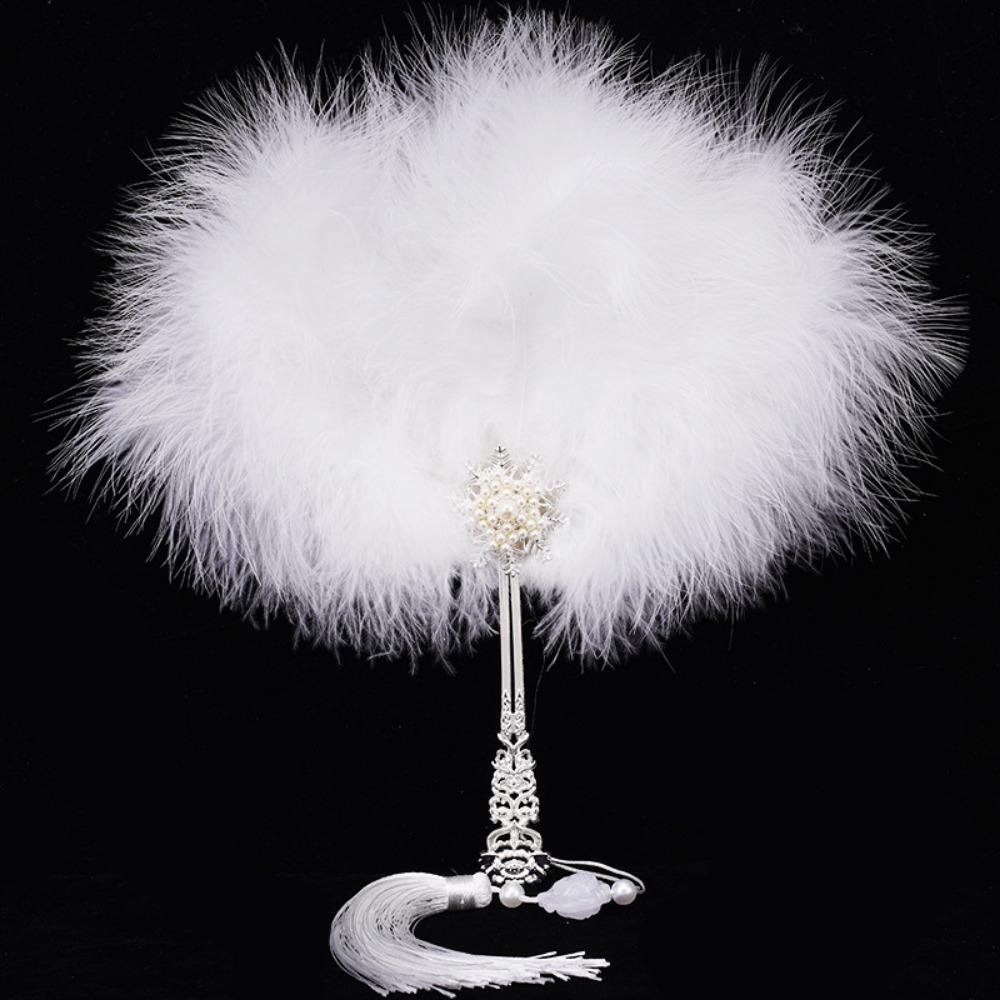 with Tassels Fluffy Colorful Craft Handheld Fan Portable Dance Hand Fan Ancient Style Group Fan