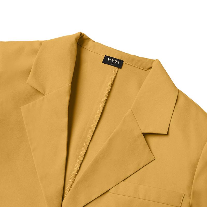 VONDA Летний весенний женский однотонный костюм, блейзер, топы