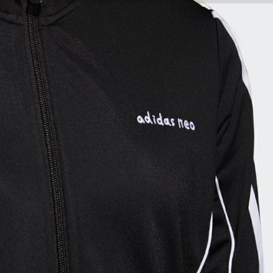Adidas Женская куртка Neo Retro Sports с воротником-стойкой и полосатыми рукавами, на молнии, черная GP5805
