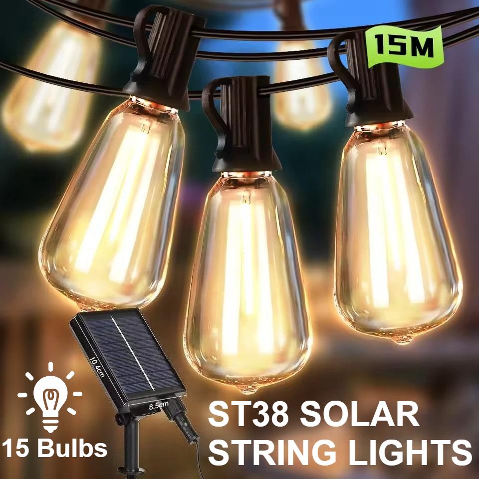 ST38 Waterproof Patio Lights Globe Outdoor for Garden Outside Backyard Porch LED String Lights Plastic Shatterproof Bulbs