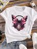 (Asian Size) Butterfly Trend 90s Women Tee Top Clothing Casual Print Lady  Flower Fashion Short Sleeve T Shirt Female Graphic T-shirts