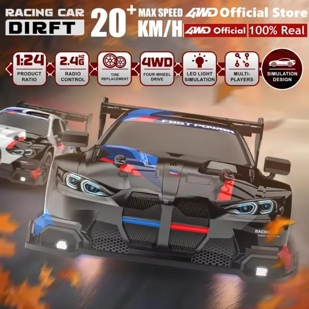 4WD 1:24-канальный дрифт-радиоуправляемый гоночный автомобиль 20 км/ч Высокоскоростной 4x4 RC Автомобиль Модель Транспортного Средства Электронная Игрушка для Детей Подарок