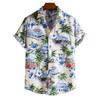 Summer Men Women Fashion Hawaiian Lapel Shirts Botanical Floral Design Short Sleeve Button Up Seaside Shirts