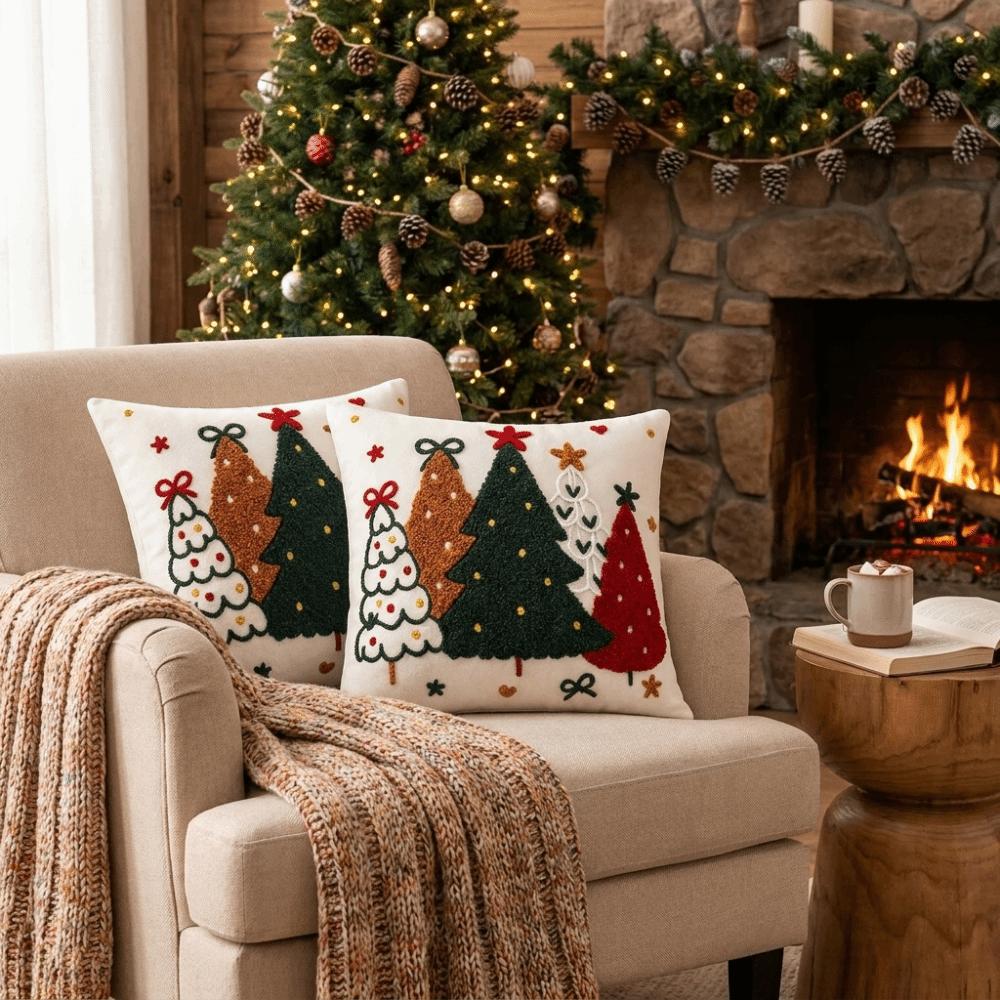Colorful Christmas Pillowcase Soft Xmas Tree Pillowslip Holiday Pillow Cushion Cover Winter