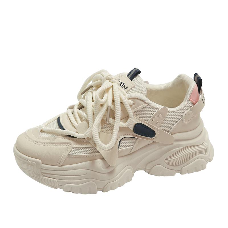 Кроссовки на толстой подошве для женщин на платформе со шнуровкой из дышащей сетки Высококачественная весенняя женская вулканизированная обувь Zapatos Mujer