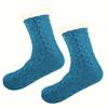 1 Pair of Women's Thick Plush Warm Floor Socks Braided Cozy Winter Casual Yoga Socks with Grips for Home Indoor Slippers Women