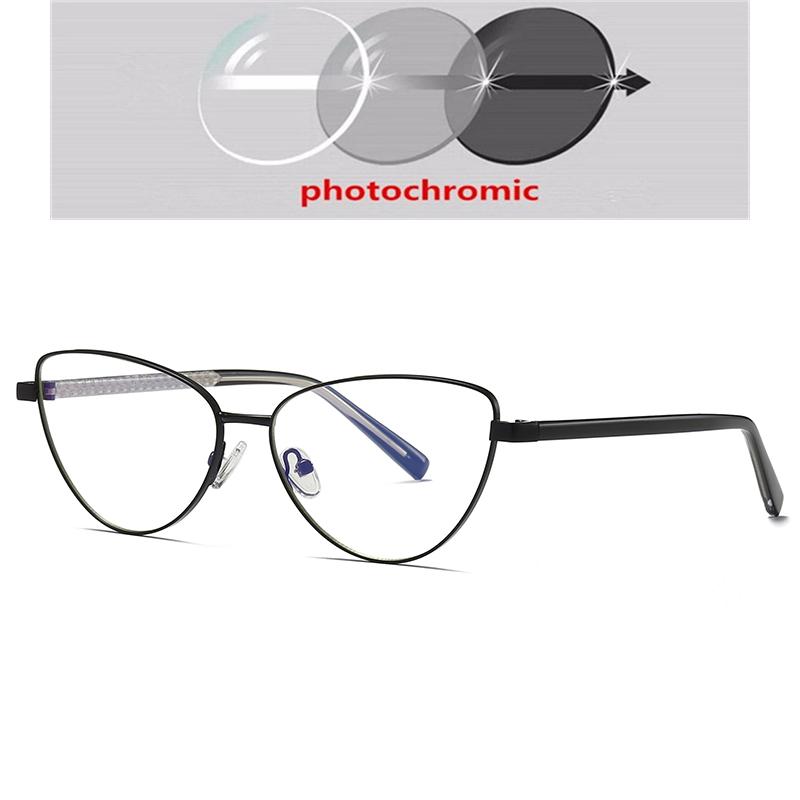 0 -0.5 -0.75 To -6.0 Blue Light Blocking Cat Eye Nearsighted Glasses For Women Metal Shortsighted Prescription Glasses Women
