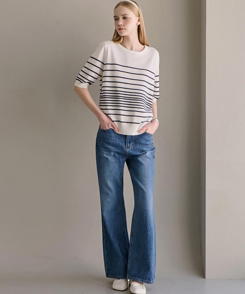 LUSIDA Roy Shoulder Button Stripe Knit_2 Colors