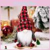 Christmas Decor Rudolph Plush With Red Black Plaid Hat For Holiday Festivities