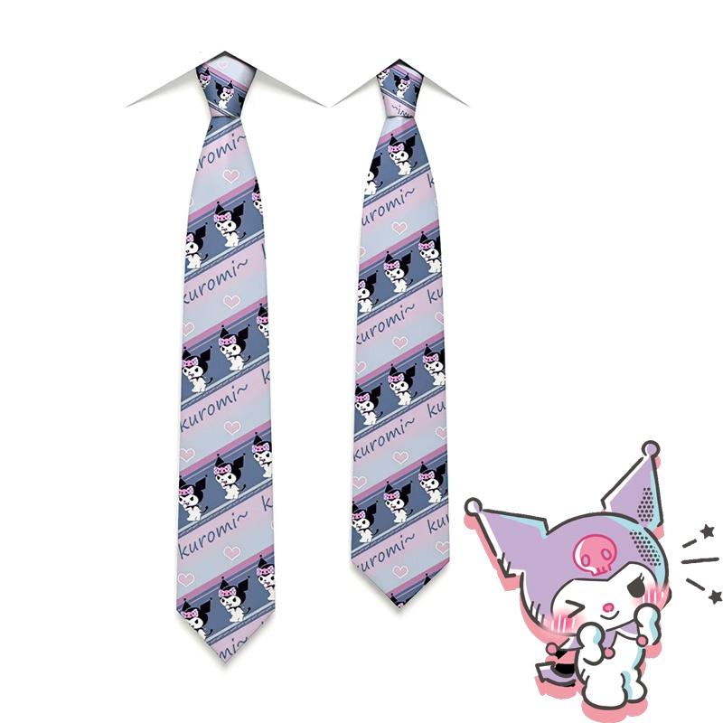Trendy Arrowhead Type Tie With Kuromi And Sanrio Stripes