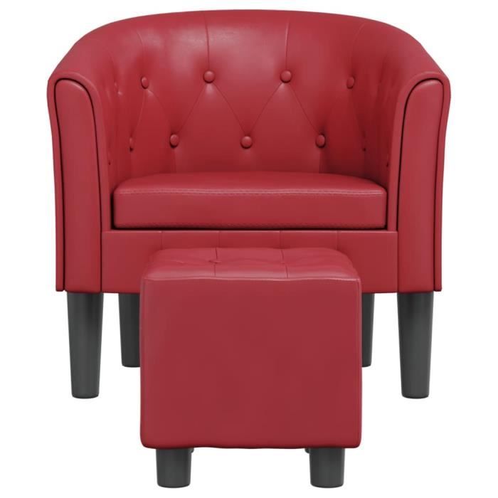 VidaXL Cabriolet Armchair with Footrest Burgundy Red Faux Leather 356467