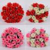18 Head Real Happy Flower 10 Colors Natural Simulated Rose Crystal Grass Bouquet  Home Decorative