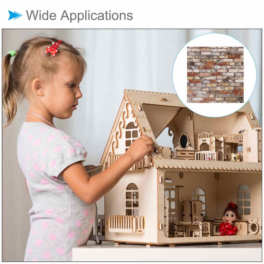 CoCud Dollhouse Flooring, 3.94-inch Square PU Peel-and-Stick Adhesive Brick Flooring for Miniature Dollhouses (Yellow) - (Use: Dollhouse Decoration)