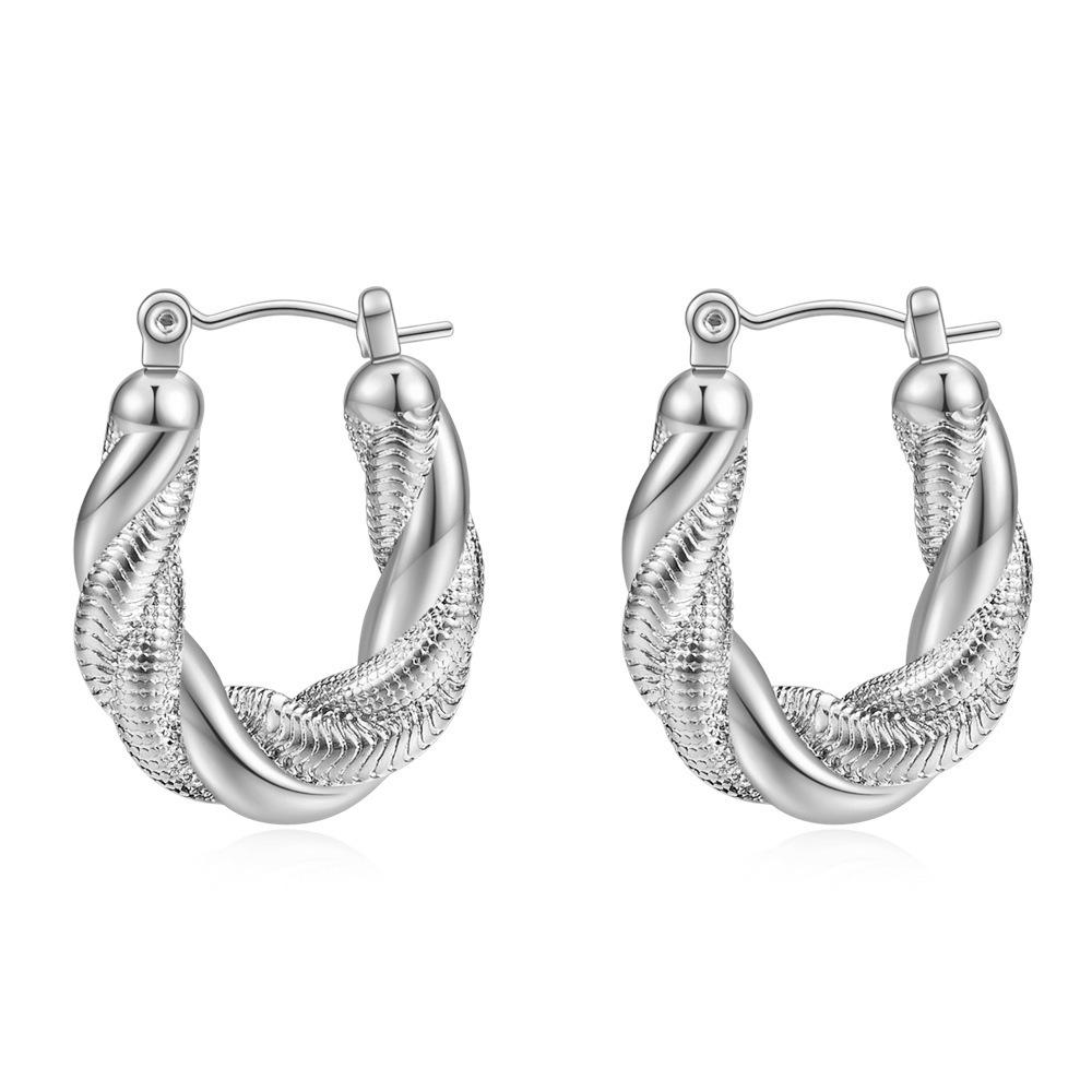 Новые асимметричные витые змеиные цепи, двухслойные, 14K золото, модные серьги из нержавеющей стали