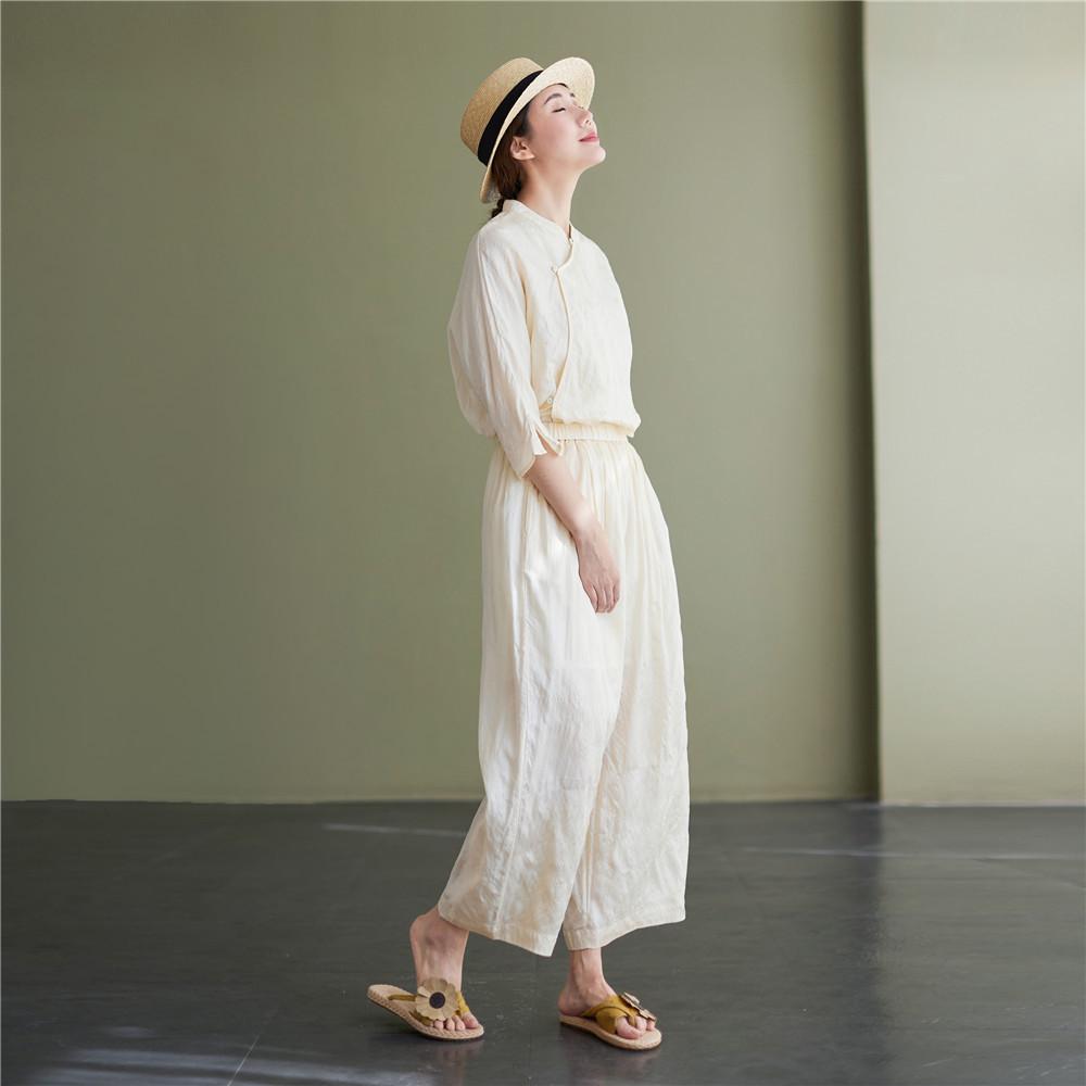 Топ-реглан из тусса-шелка в китайском стиле Весна/Лето 2022 - Ретро Лимитированная серия