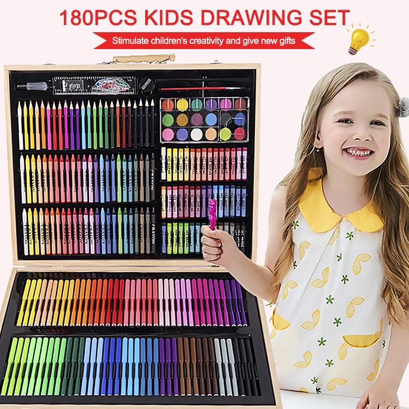 150/180 Pcs Drawing Art Set Painting Pen Colour Pencils with Wooden Case Wooden Art Painting Exclusive Set